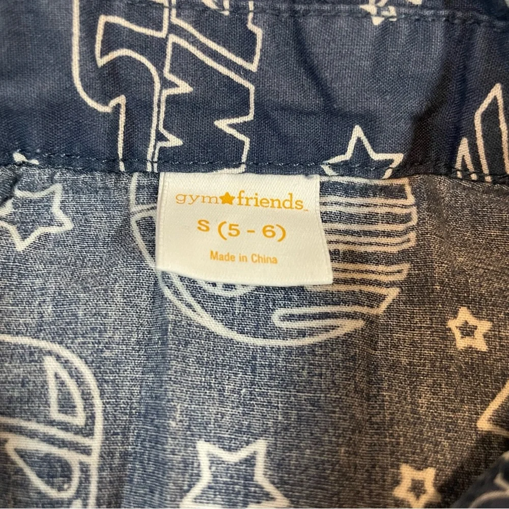 Gymboree Gym Friends Star Wars Boys Navy Blue Button‎ Down Shirt Size S 5-6